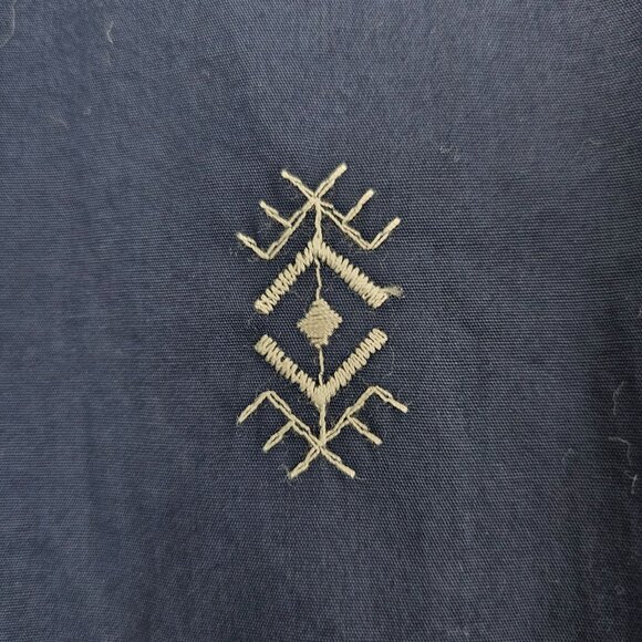 Goodfellow Mens Sz XXL Navy Blue Embroidery Short Sleeve Button-Down Camp Shirt - Picture 2 of 9